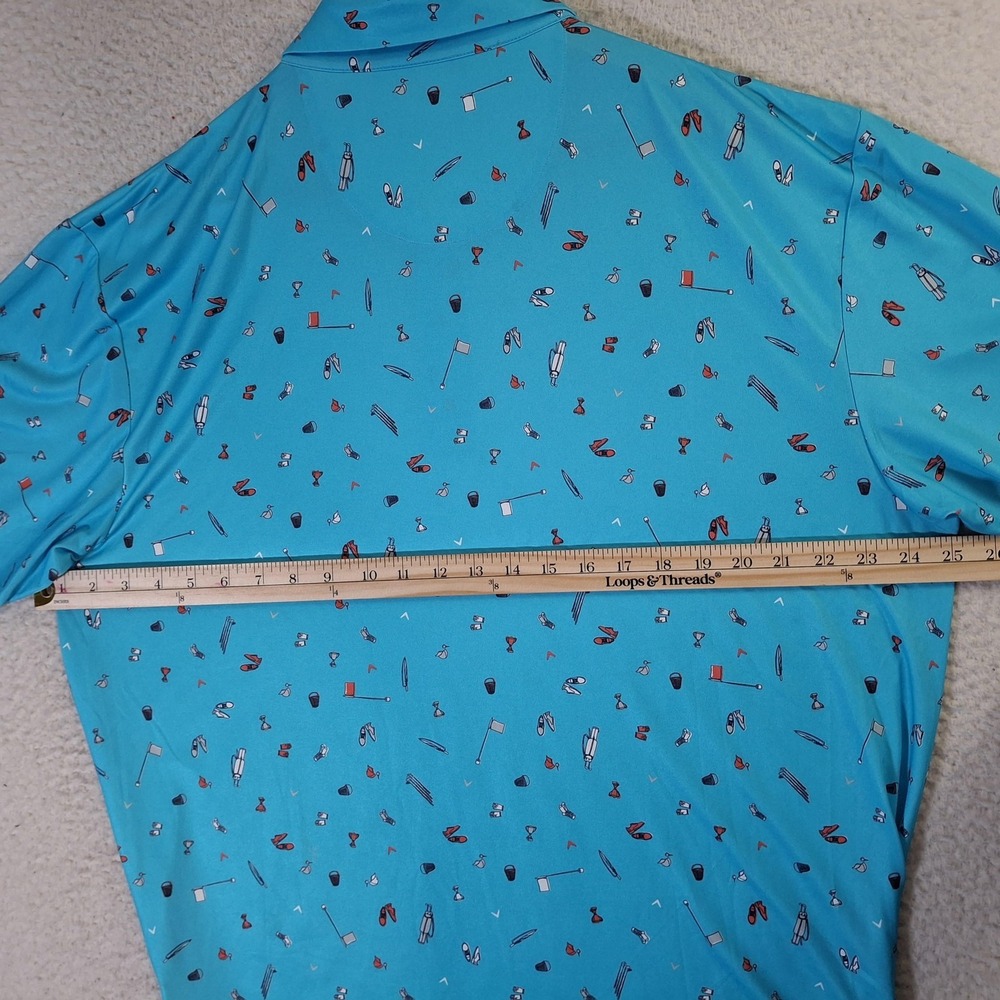 Callaway Polo Shirt Mens XL Blue Opti-Dri Golf Print Performance Stretch Casual - Picture 7 of 8